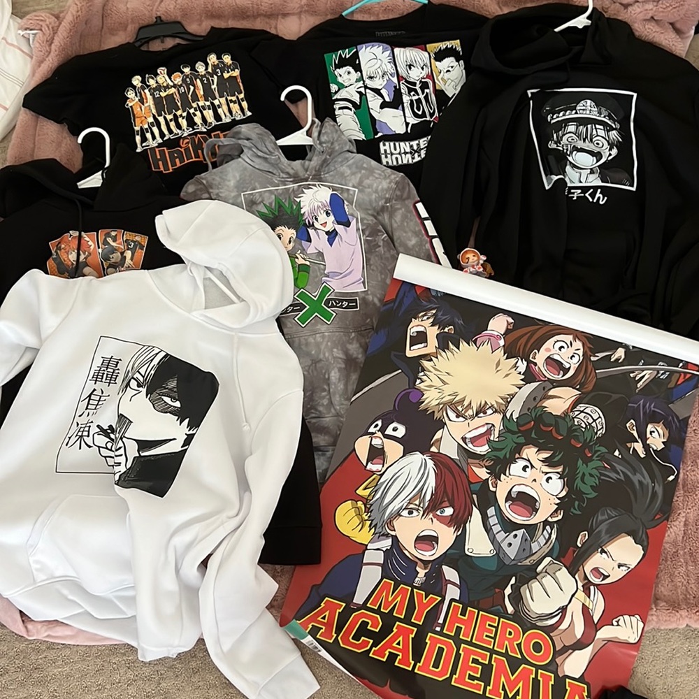 Anime bundle sweatshirts shirts  figures Aaron poster